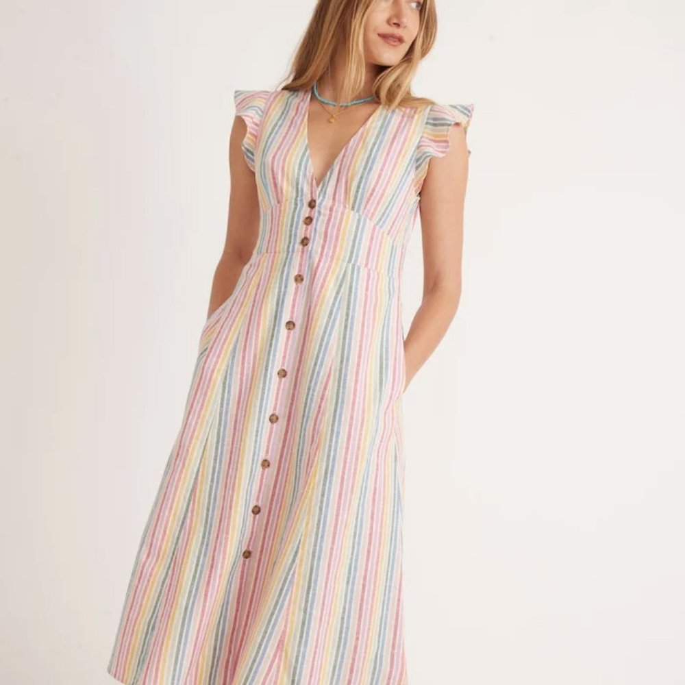 Camila Midi Dress in Multi Stripe - Marine Layer - XS